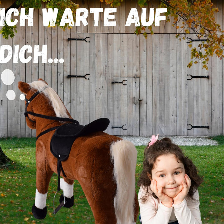 TE-Trend Pferd, 70 cm – Das perfekte Reitpferd für Kinder mit Sattel, Zaumzeug und Steigbügeln. EIN