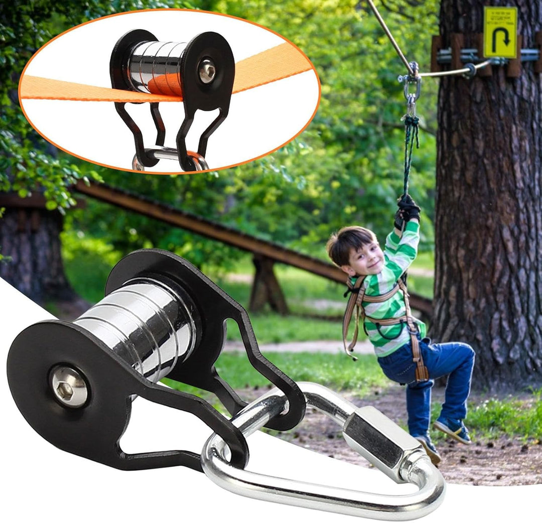 Seilrolle Slacklines, Seilrolle Mit Karabine Für Slider SlacklineMit 5 Umlenkrollen, Tragfähigkeit 2