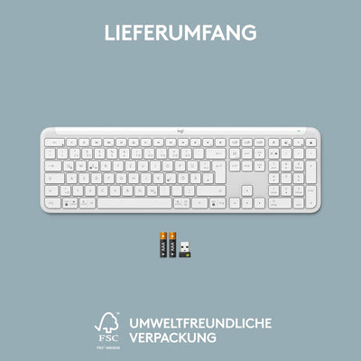 Logitech Signature Slim K950 kabellose Tastatur, schlankes Design, Wechseln zwischen Geräten beim Ti