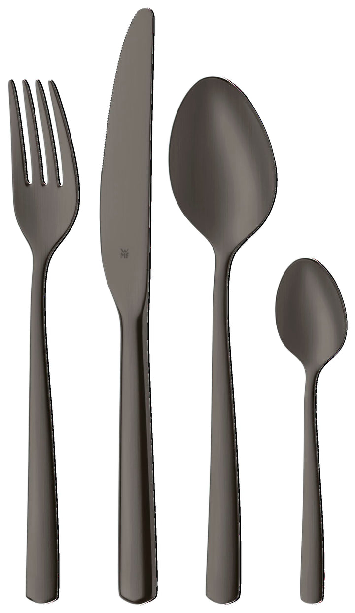 WMF Boston Black Besteckset, 24-teilig, 6 Speisen, Cromargan-Edelstahl mit polierter Oberfläche, spü