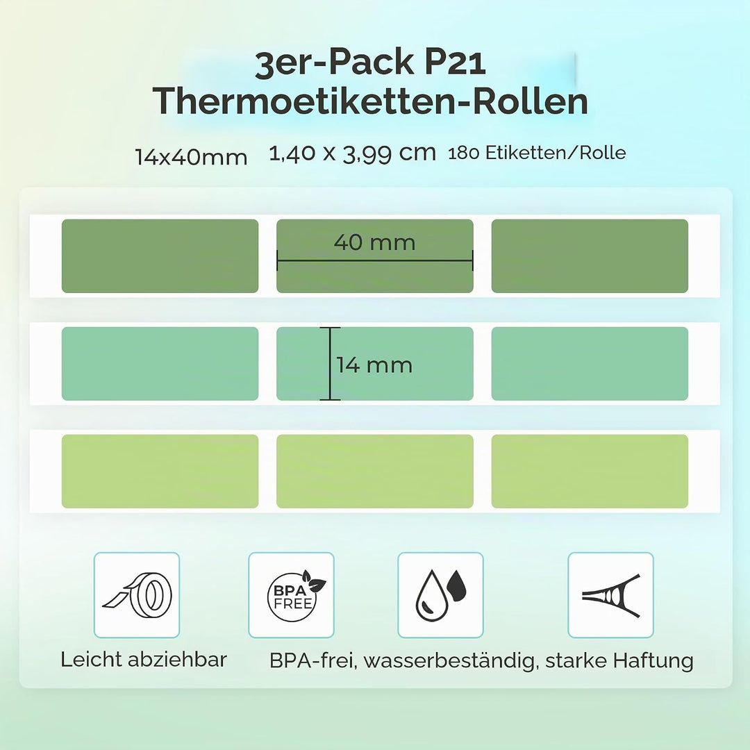 NELKO Original P21 Etikettendruckpapier, 14 x 40 mm, standard-laminierter Etikettenersatz, Mehrzweck