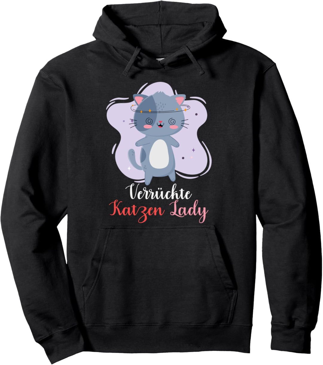 Verrückte Katzen Lady Damen Geschenk Katze Pullover Hoodie