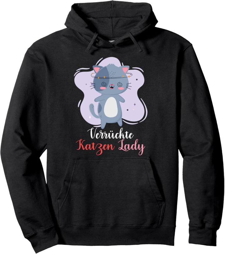 Verrückte Katzen Lady Damen Geschenk Katze Pullover Hoodie