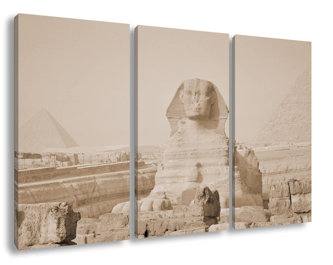 deyoli Sphinx in Ägypten Format: 3Teilig Effekt: Sepia als Leinwandbild, Motiv fertig gerahmt auf Ec