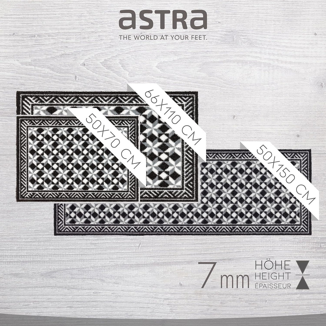 Astra rutschfeste Sauberlaufmatte innen - Fliesen grau 50 x 70 cm - Wohnraum Fussmatte Design - Extr
