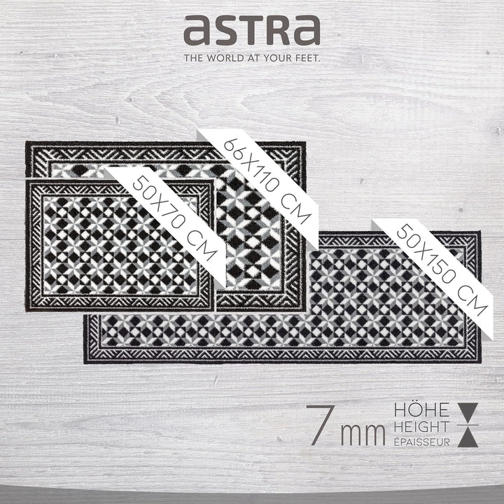 Astra rutschfeste Sauberlaufmatte innen - Fliesen grau 50 x 70 cm - Wohnraum Fussmatte Design - Extr