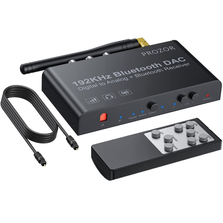 PROZOR DAC Konverter 192kHz Eingebauter Bluetooth V5.0 Empfänger Digital zu Analog Stereo L/R RCA 3.
