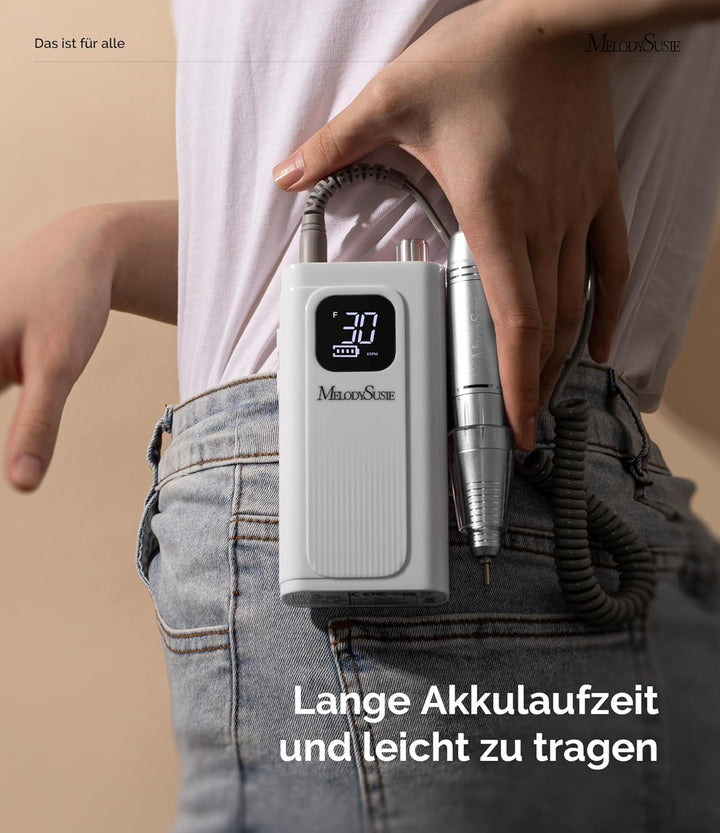 MelodySusie SC300F Professioneller Aufsteckbarer Nagelfräser, Wiederaufladbare Elektrische Nagelfeil