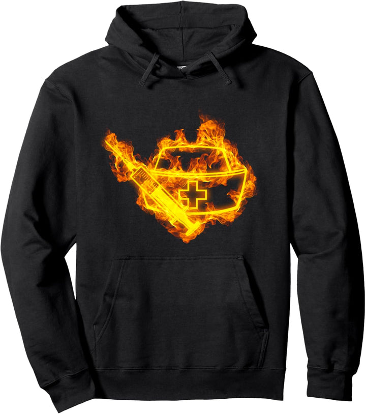 Feuer Spritze und Kappe Flammen Krankenhaus Krankenschwester Pullover Hoodie