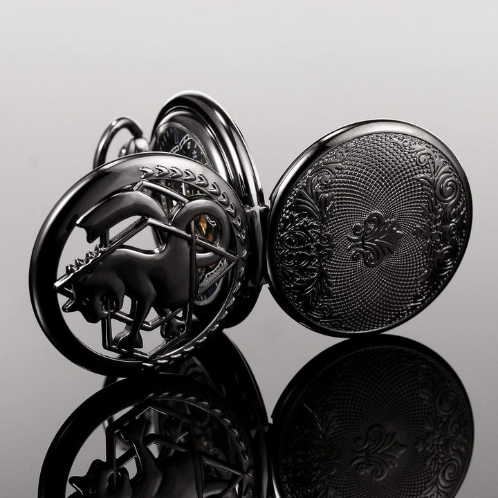 TREEWETO Fullmetal Alchemist Skeleton Steampunk Taschenuhr Mechanische Doppelabdeckung Taschenuhr mi