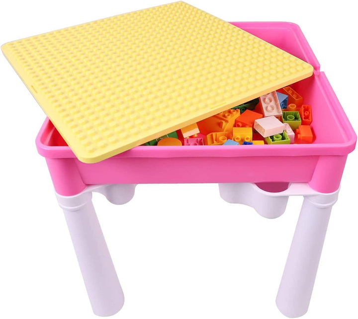 burgkidz Kindertisch mit Stühle, Kinder Tisch Stuhl Set für Prinzessin Mädchen mit 128 Stück Grosse