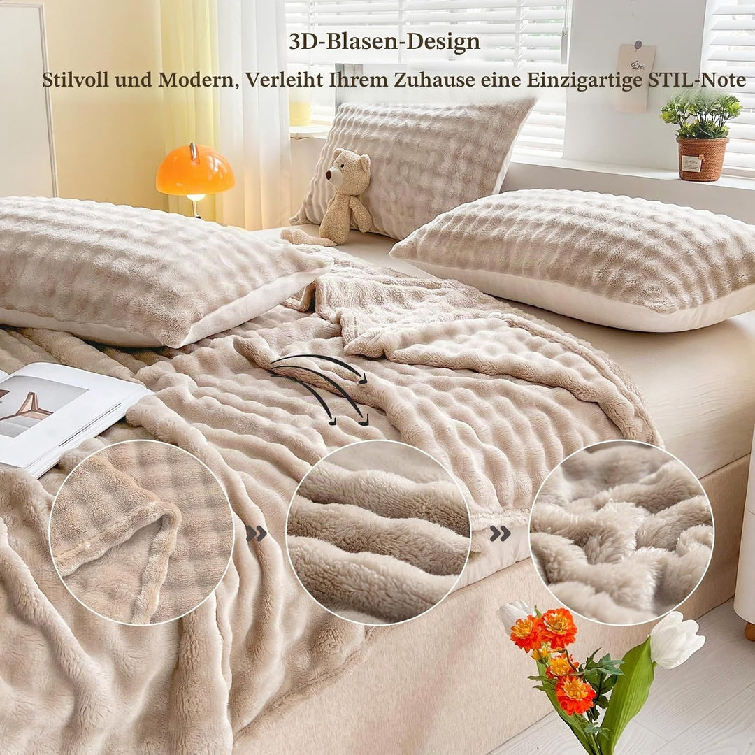 Kuscheldecke Milchsamt Blasen Decke Super Soft Wohndecke Dick 450 G/M² Flanell Decke Couchdecke Warm