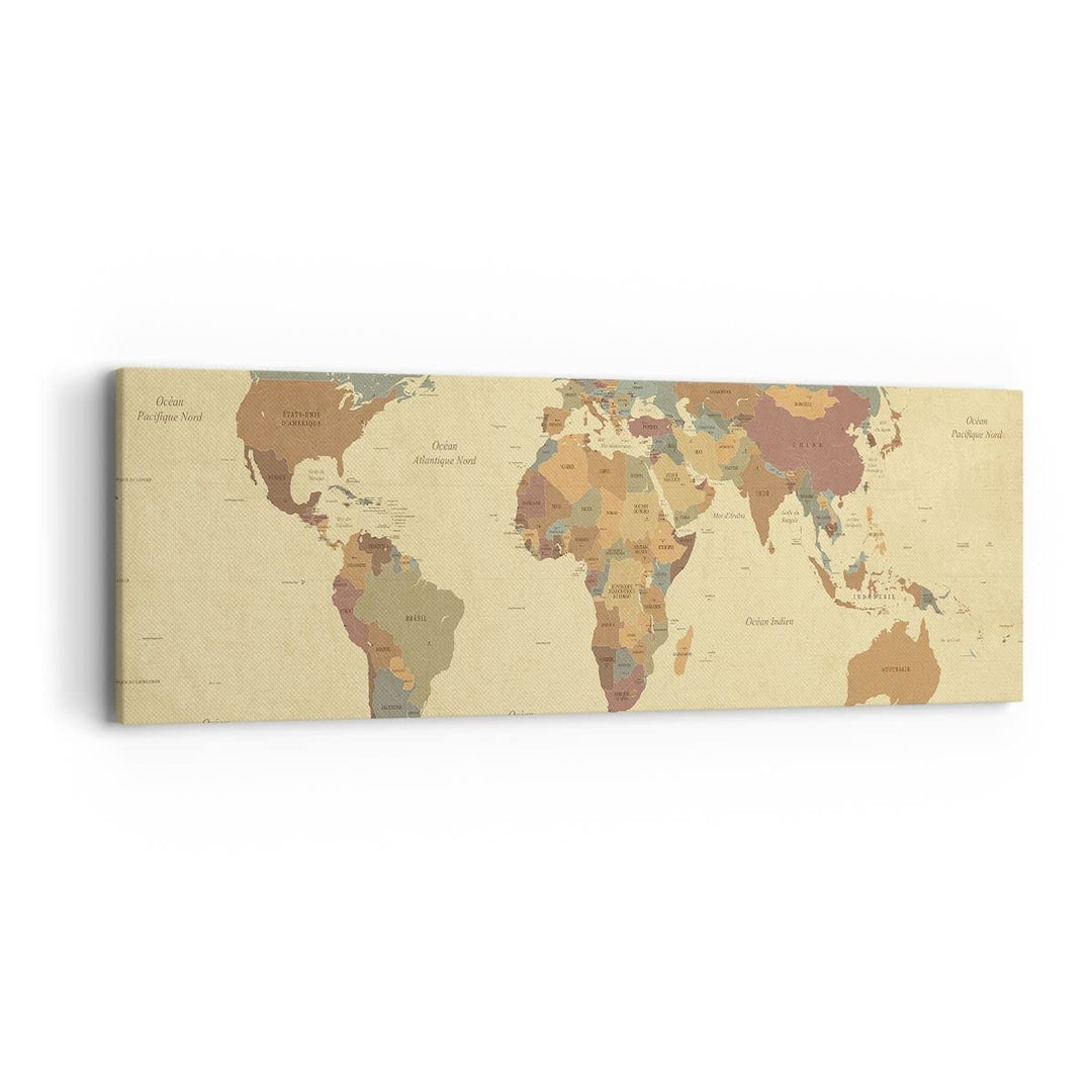 Panorama Bilder auf Leinwand Karte Welt Land Leinwandbild mit Rahmen 90x30cm Wandbilder Dekoration W