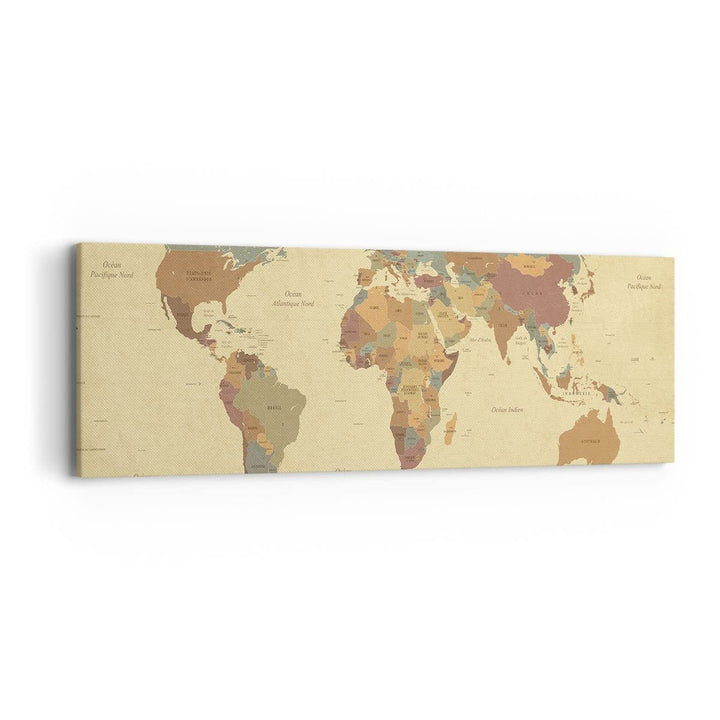 Panorama Bilder auf Leinwand Karte Welt Land Leinwandbild mit Rahmen 90x30cm Wandbilder Dekoration W