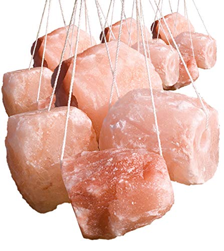 Makana Himalaya Salzleckstein 18 Stück, je 2,5 kg, mit Seil