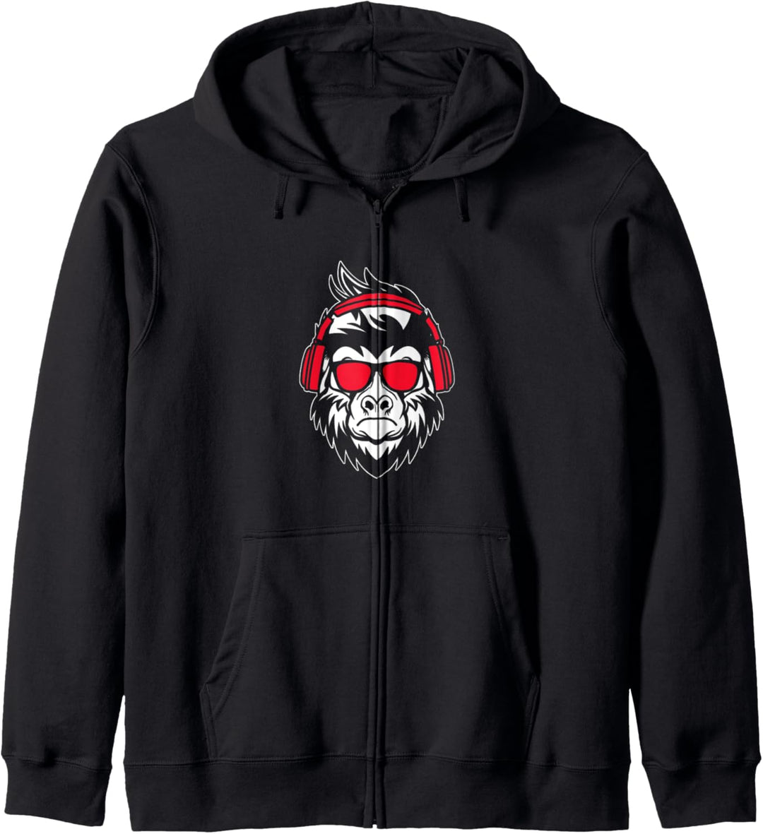 Affe DJ mit Kopfhörer und Sonnenbrille Geschenk Party Kapuzenjacke