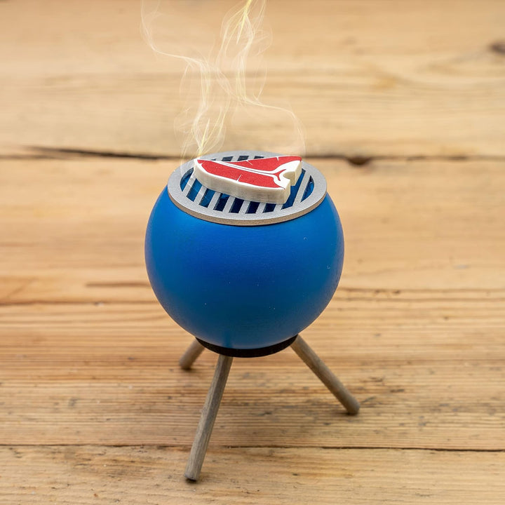 Seiffener Volkskunst | Räucherofen Grillofen | Räucherfigur 10 cm | Grill + Räucherkerzen Ruhe | Räu