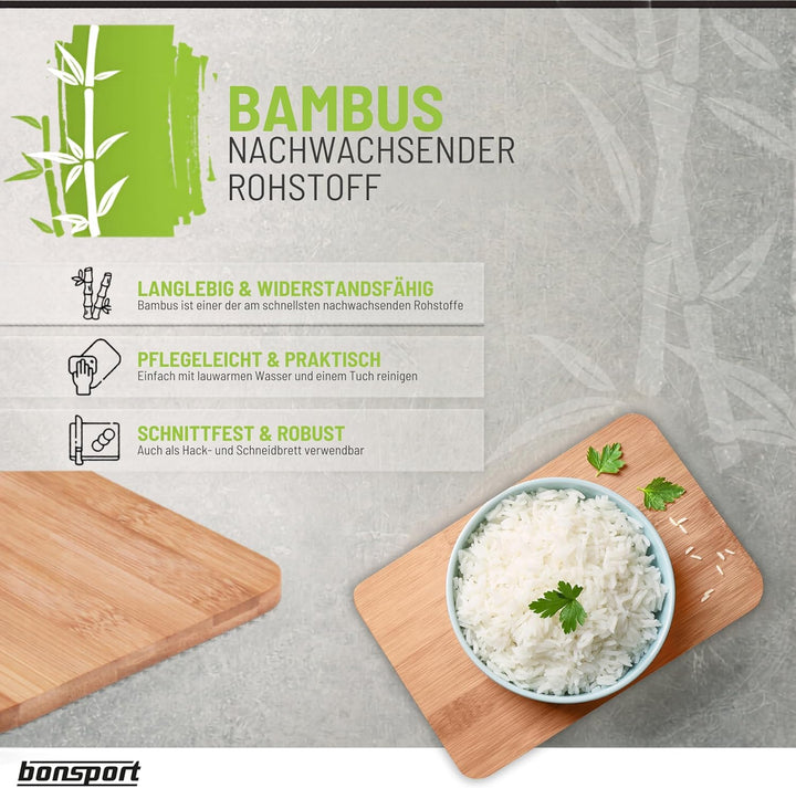 12er-Set Frühstücksbrettchen aus Bambus Holz - 22x14x0,8cm Holzbrettchen Set Brettchen Frühstücksbre