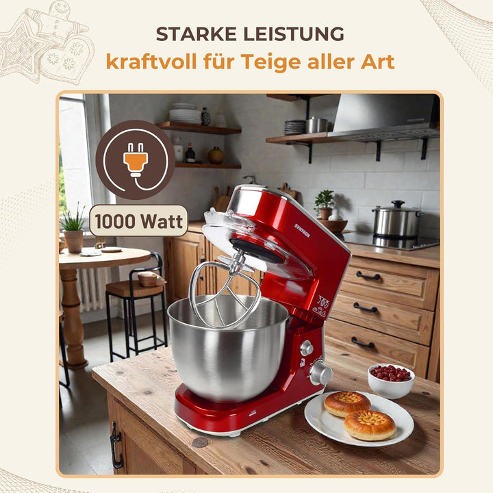 Syntrox 5,0 l Küchenmaschine Wezen | Knetmaschine | Rührmaschine | Spiralkneter, Multifunktional, 5