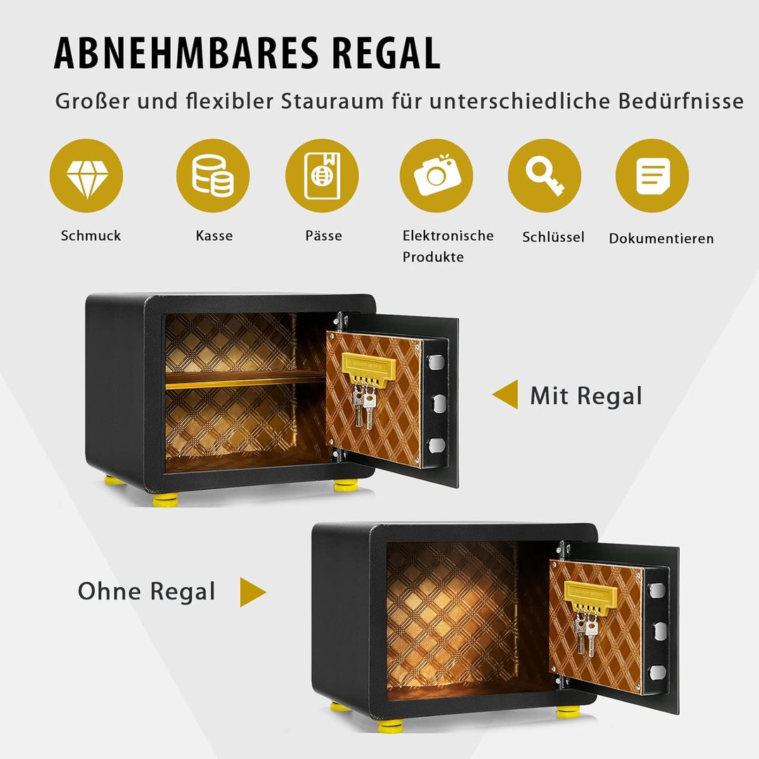 COSTWAY 31,5L Safe Tresor mit Zahlenschloss | 40 x 30 x 31 cm | inkl. 2 Notfallschlüssel | Wandtreso