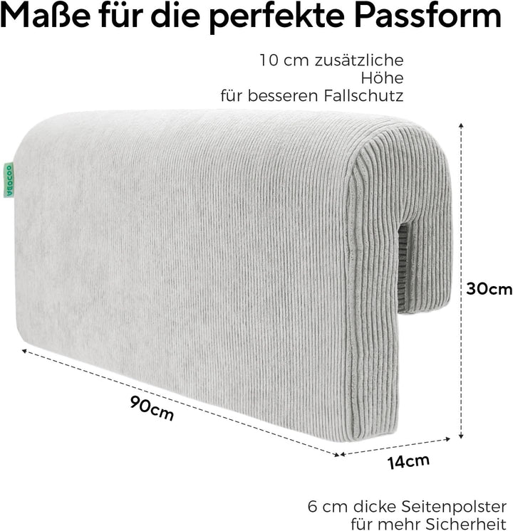 AEOCOO Bettkantenschutz für Kinderbetten 90 cm – weiche Memory-Schaum Bettumrandung, Rausfallschutz