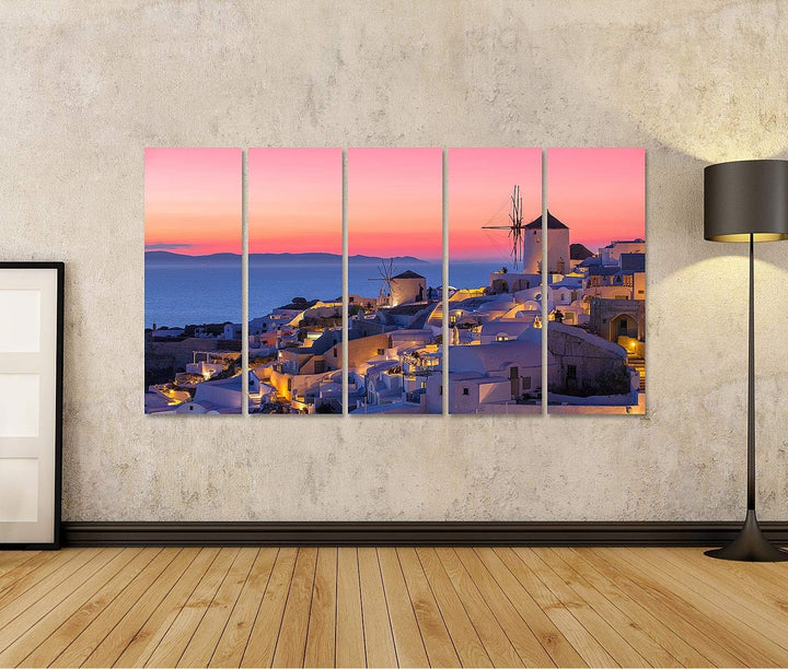 islandburner Bild auf Leinwand Schöner Sonnenuntergang Santorini Griechenland Bilder Wandbilder Post