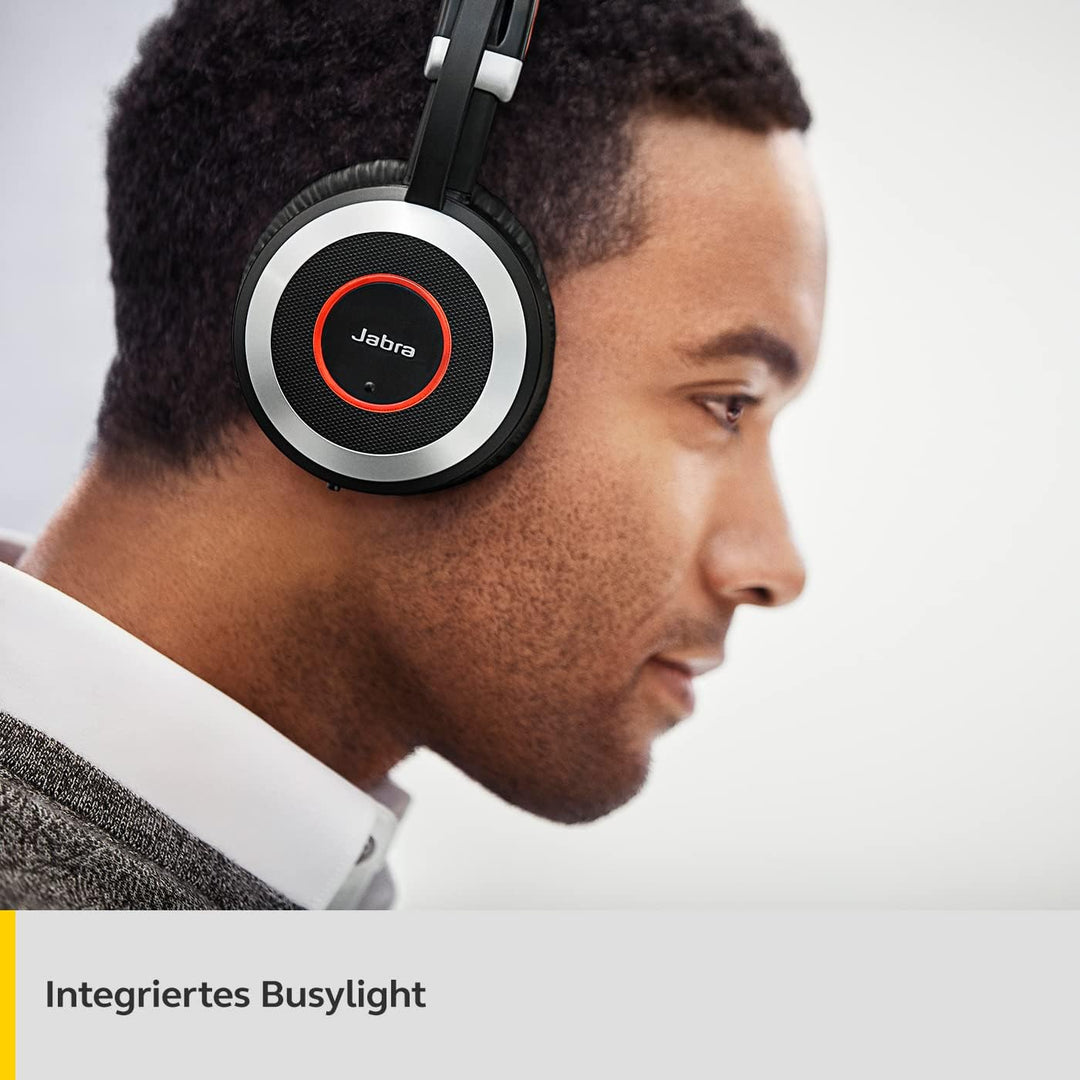 Jabra Evolve 80 UC Stereo Over-Ear Headset – Unified Communications zertifizierte Kopfhörer mit akti