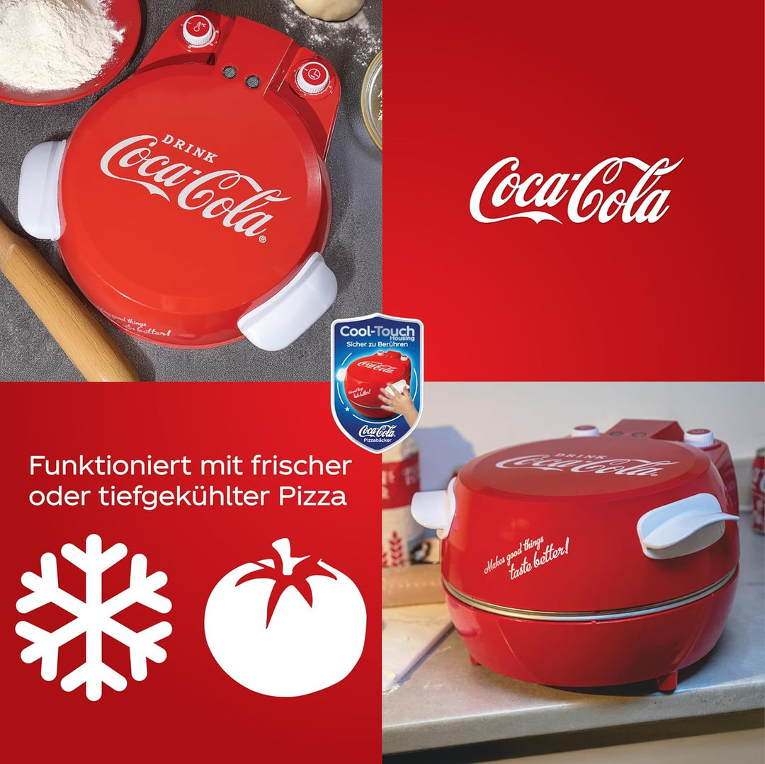 Salco Coca-Cola Pizzamaker – Perfekte Pizza in 3-5 Minuten | 30 cm Cordierit-Pizzaplatte | 400°C var