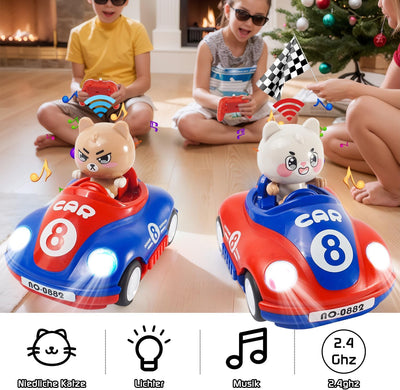 Ferngesteuertes Auto ab 2 Jahre, 2PCS RC Bumper Cars mit Musik und Licht, 2.4GHz Autoscooter Fernges