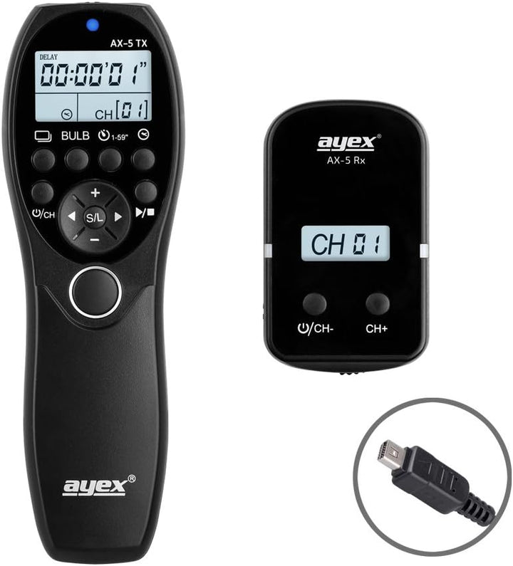 ayex Funk Timer-Fernauslöser AX-5, Kompatibel mit Olympus (UC1) z.B. E-620 E-600 E-550 E-510 E-450 E