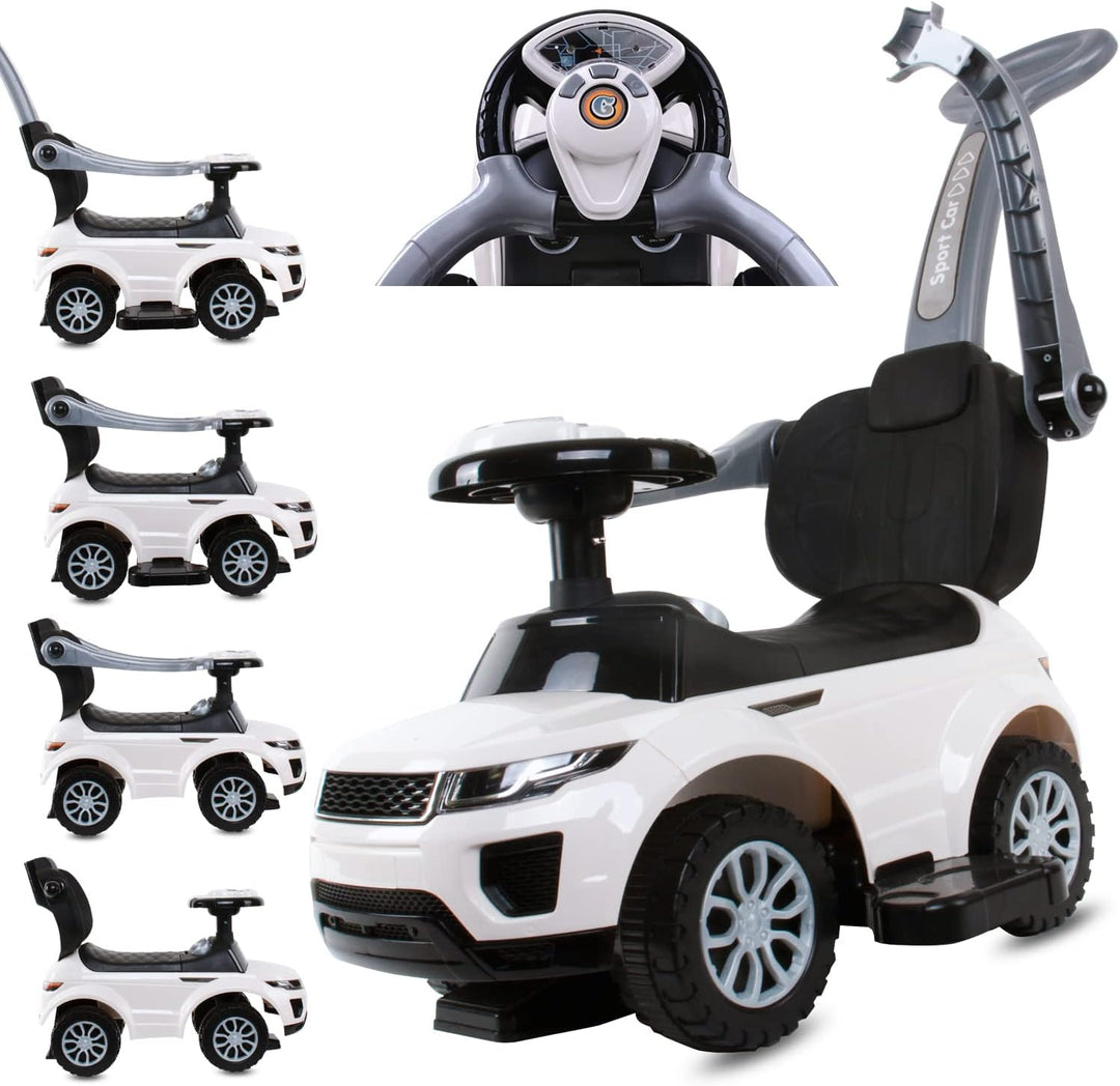 4in1 Kinderauto Rutschauto ab 2 Jahre und Schiebeauto mit Hupe und Musik, Rutschauto mit Stauraum un