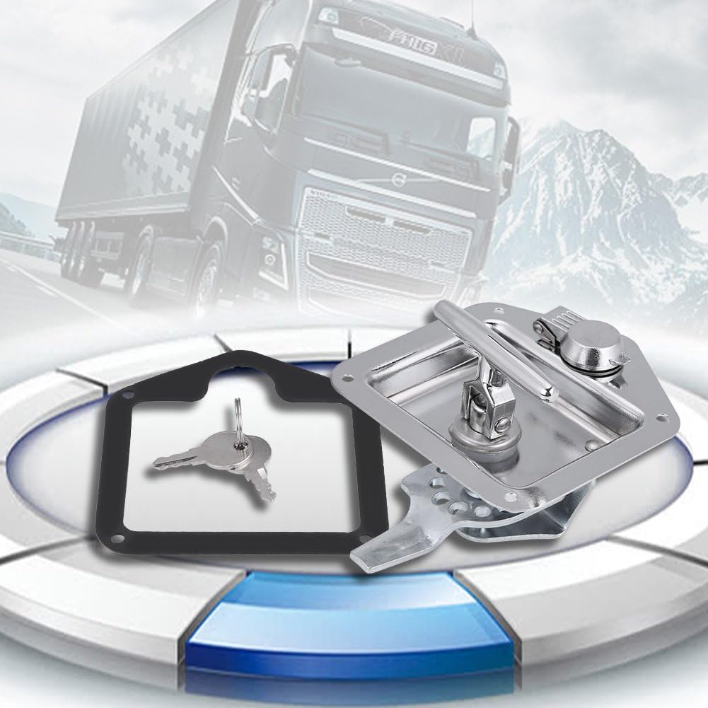 T-Form-Schloss, Edelstahl-Klapp-T-Form-Griffschloss Werkzeugkasten Schlüssel-Kit für LKW-Anhänger fü