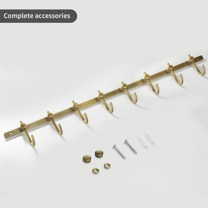 WINCASE Antike Messing Hakenleiste, 8 Haken Garderobenleiste, Bad Wand Haken Rack Vintage Montiert G