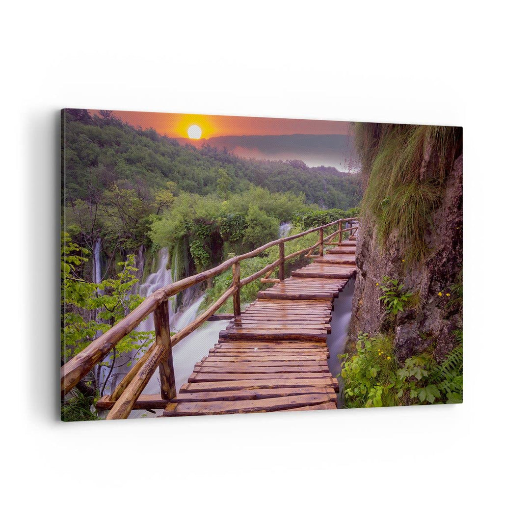 Bilder auf Leinwand 100x70cm Leinwandbild mit Rahmen Park Natur Wasser Gross Wanddeko Bild Schlafzim