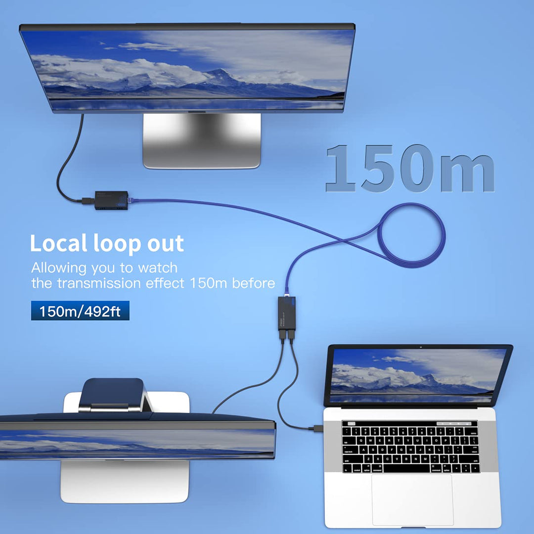 PWAY PW-DT243 HDMI Extender over IP 150m/492ft Bertragung über Cat5e/6/7/8 Netzwerkkabel Unterstützt