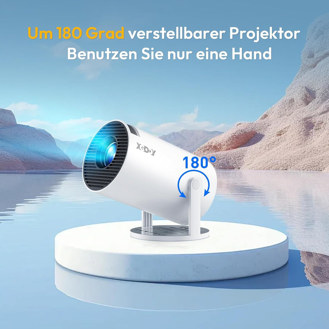 Mini Beamer [2025 Upgraded & Android 11.0] Native 720P HD, unterstützt 4K 1080P, Xgody Gimbal 3 New