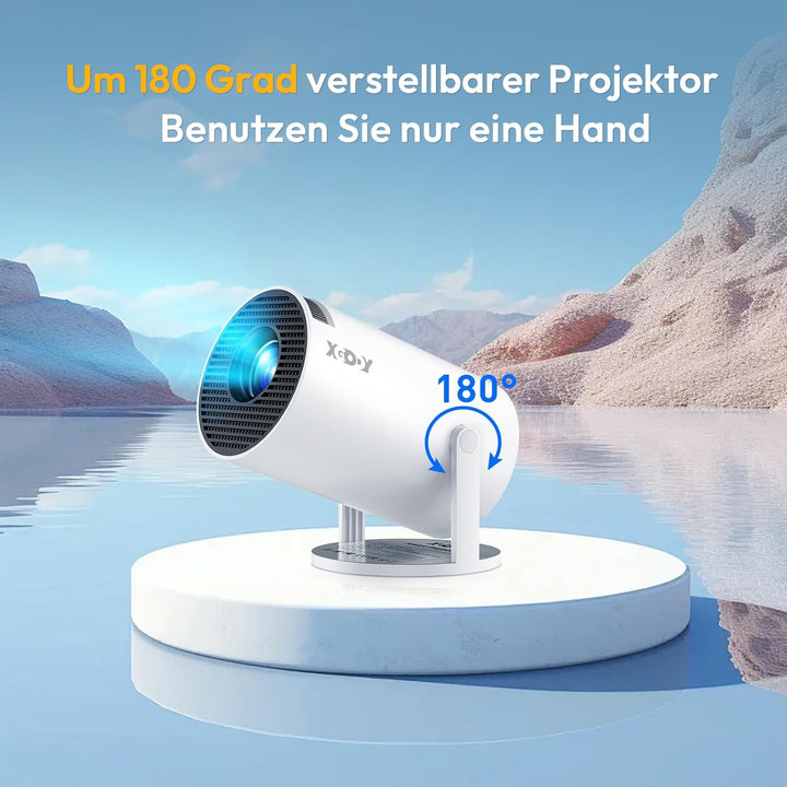 Mini Beamer [2025 Upgraded & Android 11.0] Native 720P HD, unterstützt 4K 1080P, Xgody Gimbal 3 New