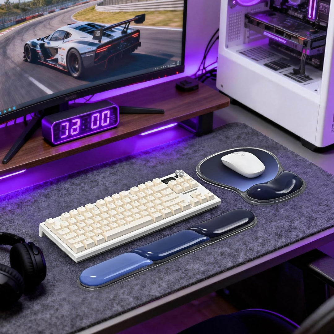 EooCoo Ergonomisches Mauspad mit Gel Handauflage + Handballenauflage Tastatur Satz, Gaming Mousepad