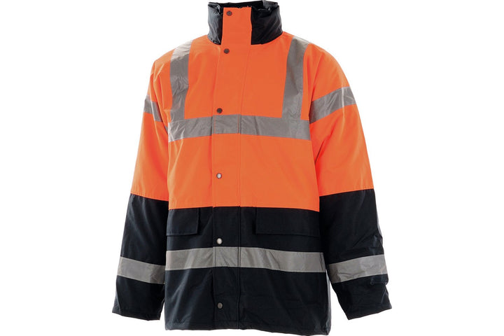 Portwest Zweifarbige Warnschutz-Verkehrs-Jacke, Grösse: XL, Farbe: Orange, S467ORRXL