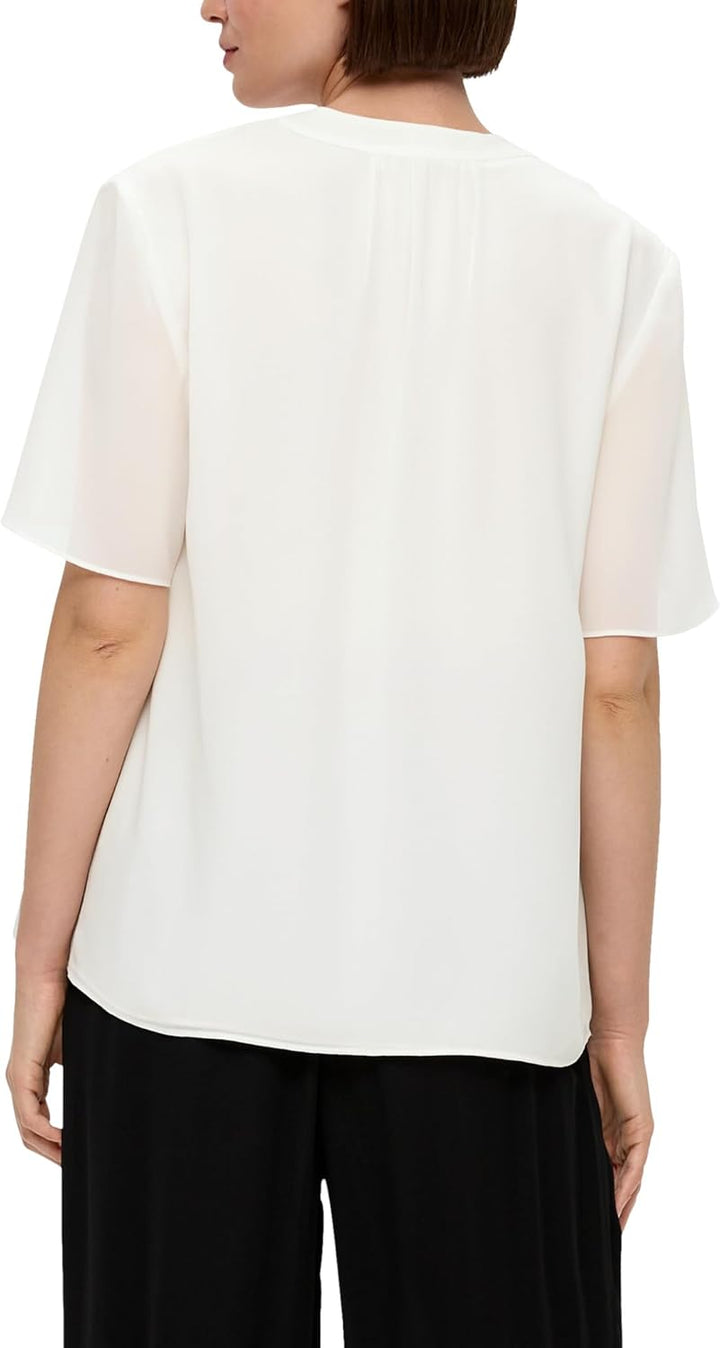 s.Oliver BLACK LABEL Bluse mit V-Ausschnitt, 34 Ecru