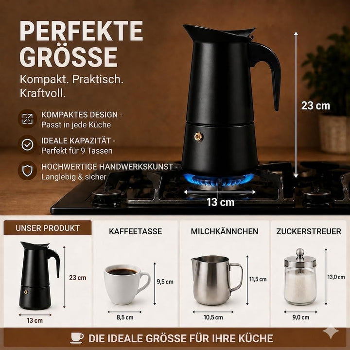 ROYAL SWISS® Premium Espressokocher - 9 Tassen – Espressokocher Induktion | Italienischer Kaffeekoch