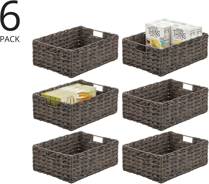 mDesign Woven Farmhouse Kitchen Pantry Food Storage Organizer Basket Box - Container Organization fo