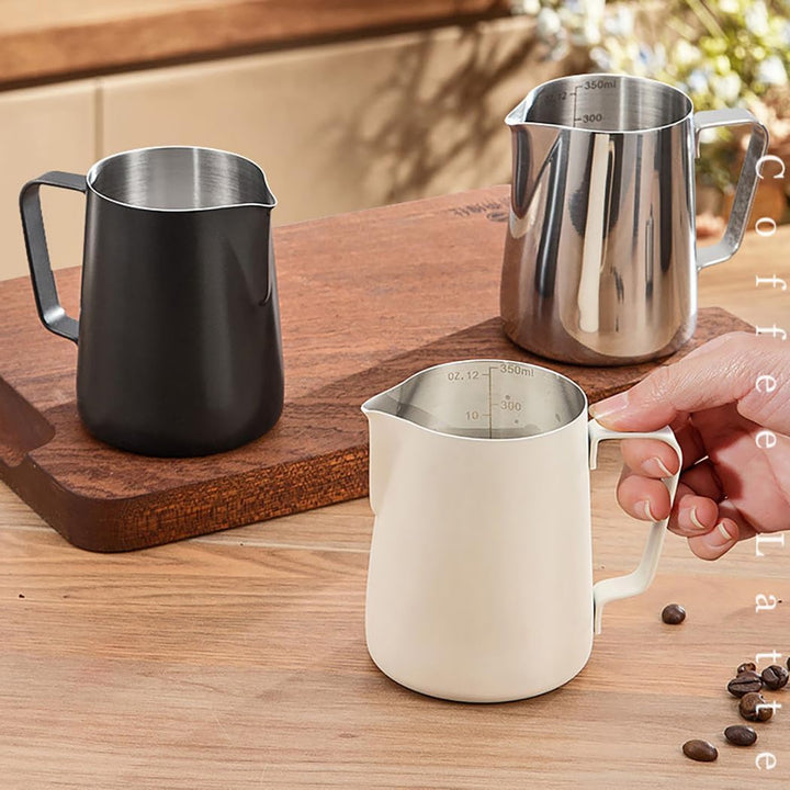 Hoshen Espresso-Dampfkrug aus Edelstahl, Milchaufschäumer, Latte-Kunst-Tasse, Espresso, Latte, Cappu