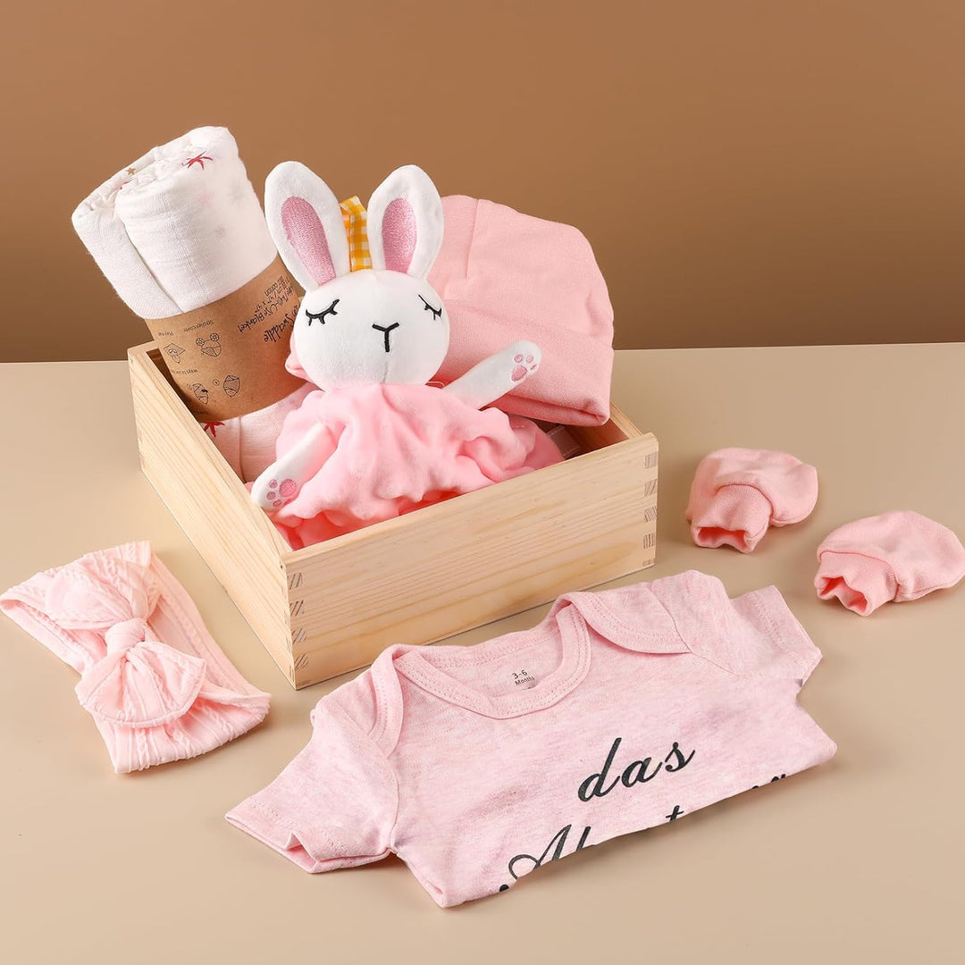 Baby Mädchen Geschenk, Neugeborenen Geschenk, Rodelna Baby Geschenk Set, 7-in-1 Set: einschliesslich