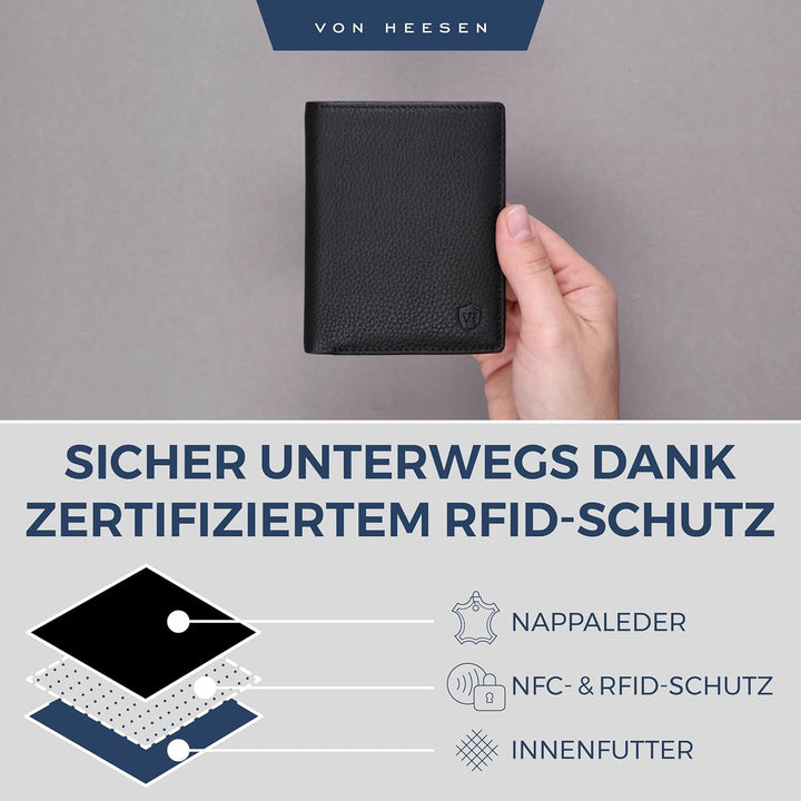 Leder Geldbörse Herren mit Münzfach & RFID Schutz I Echtleder Geldbeutel für Männer & Damen I Portem