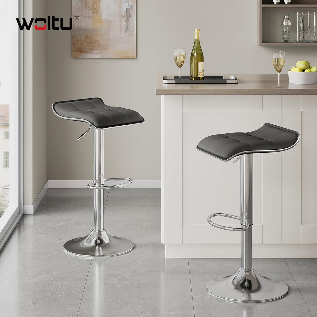 WOLTU BH28gr-1 1X Barhocker 1er Set Barstuhl Tresenhocker, aus hochwertigem Kunstleder, verchromter