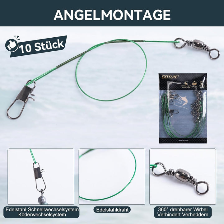 Goture Angelset Komplett (24T Carbon), 2 Teleskop-Brandungsrute aus Kohlefaser & Spinnrolle mit 9+1