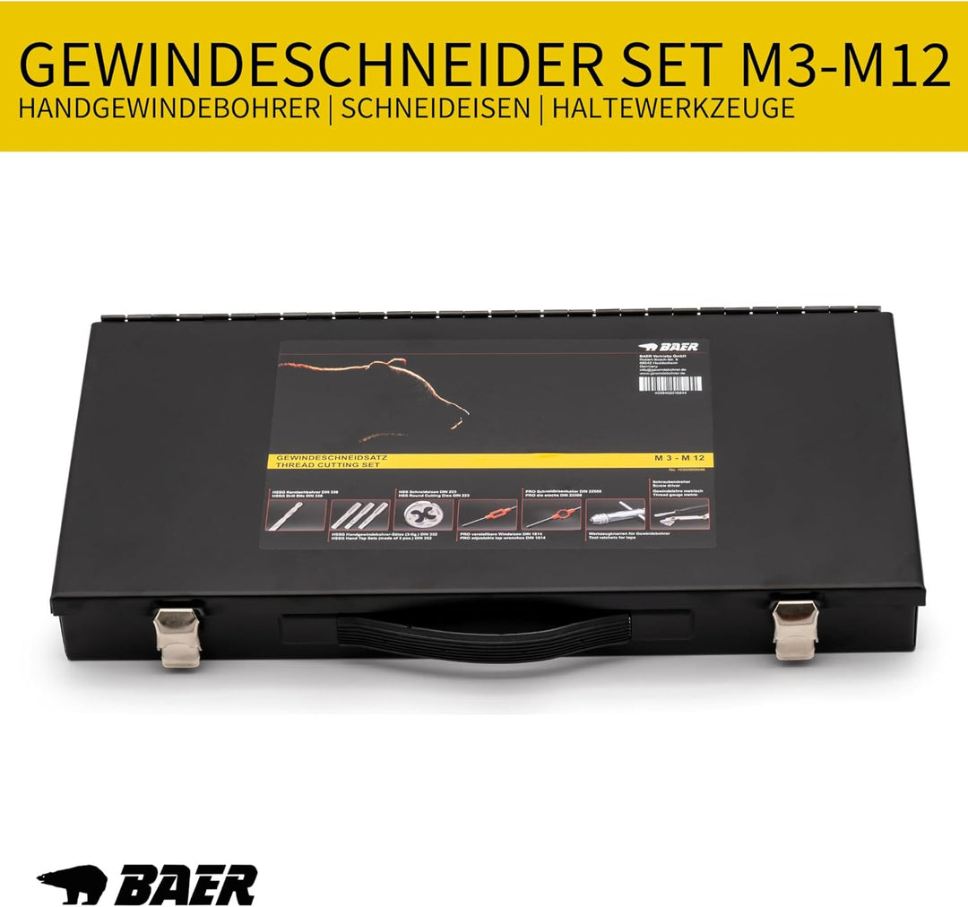 BAER SET HSS Handgewindebohrer | Schneideisen | Werkzeuge : M 3-12 - Gewindeschneider-Set | Gewindes