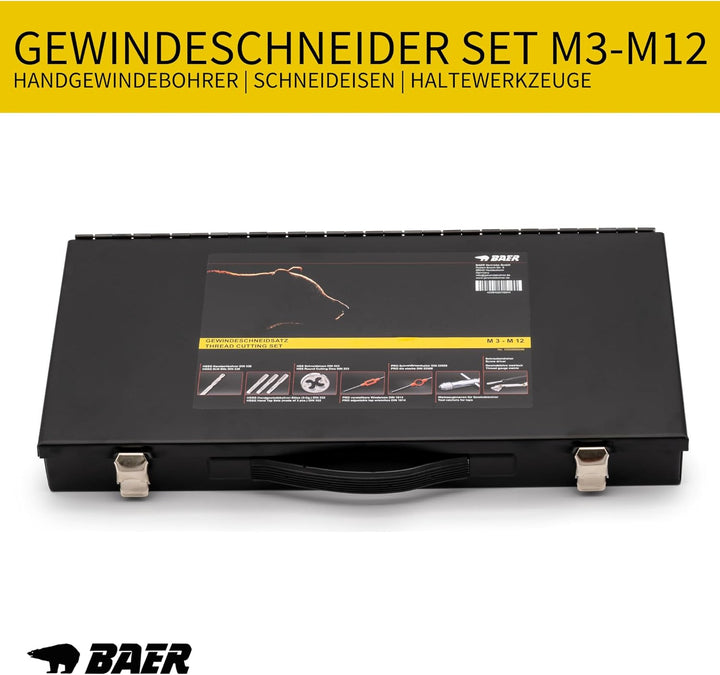 BAER SET HSS Handgewindebohrer | Schneideisen | Werkzeuge : M 3-12 - Gewindeschneider-Set | Gewindes