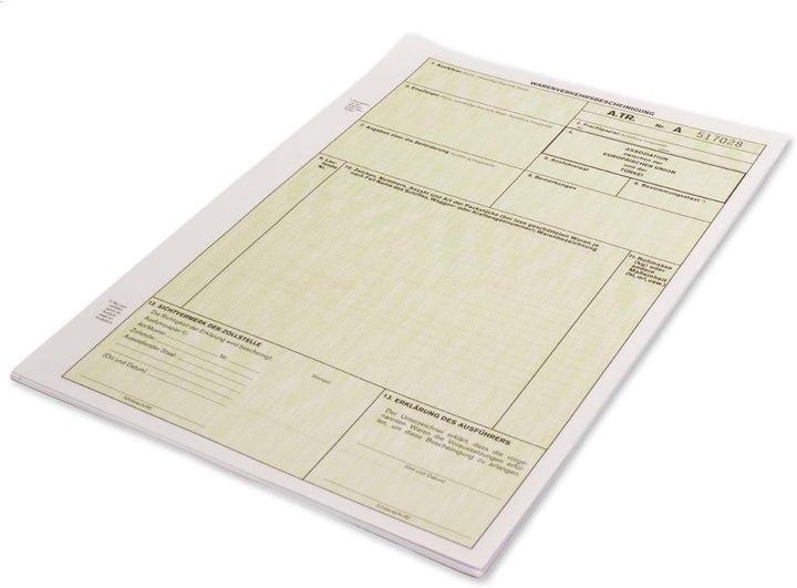 mashpaper A.TR. ATR Warenverkehrsbescheinigung Formular für Laserdrucker Menge wählbar 10, 50 oder 1